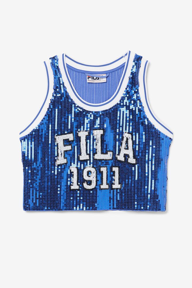 Fila Tank Top Womens Blue - Kiki Glam Crop Jersey - Philippines 3275681-XQ